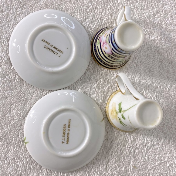 Vintage T. Limoges Casa Elite Miniature Porcelain Teacup & Saucer Sets x2 - Picture 9 of 12